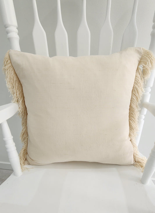 Cream Fringe Cushion Cover