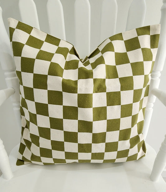 Olive Checkerboard Cushion Cover