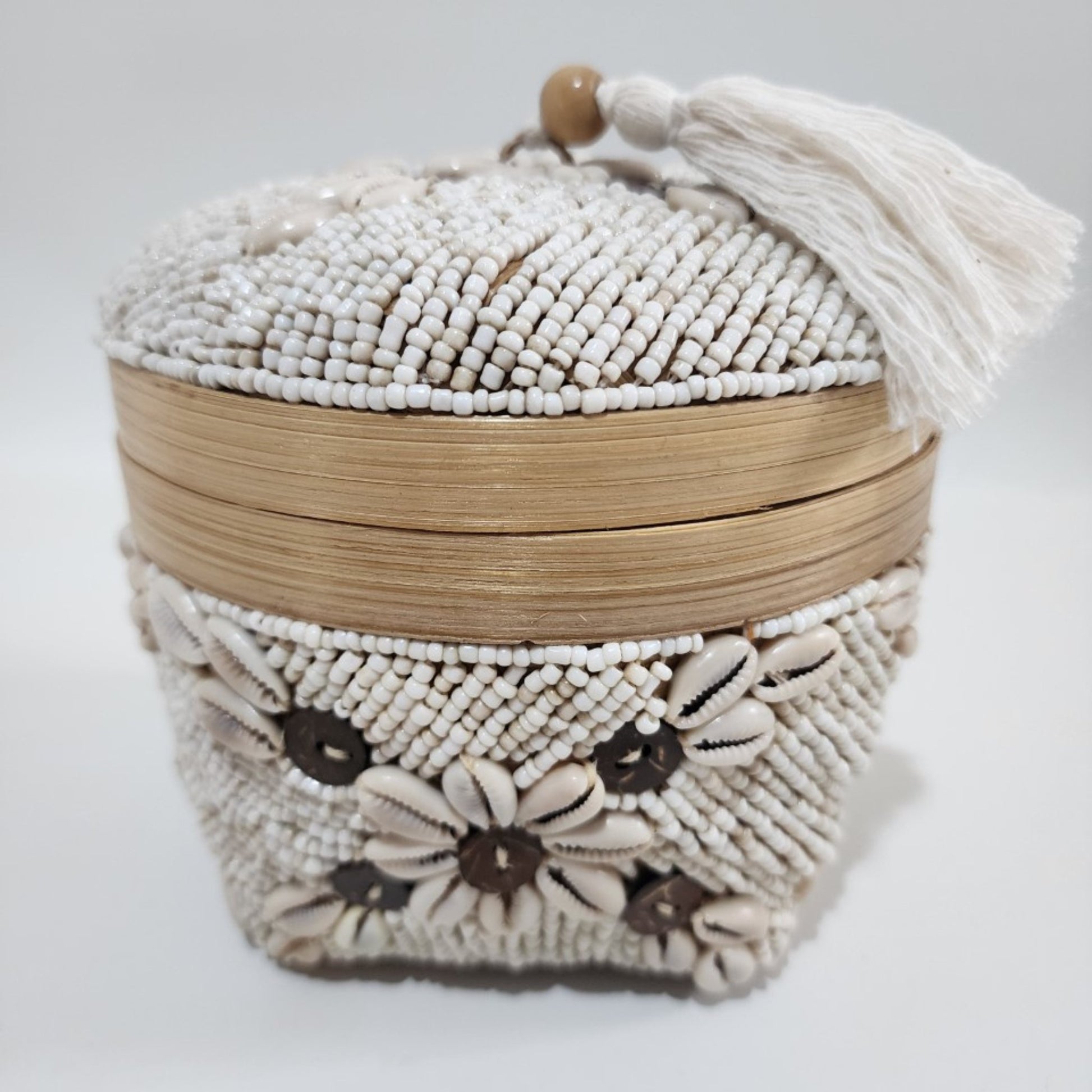 Beaded Trinket Box - Coastal Country Home Decor