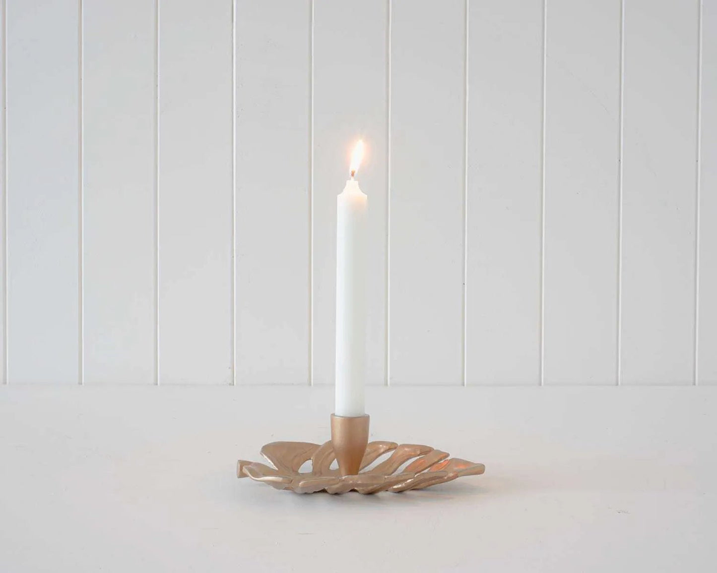 Candlestick Holder | Monstera | Gold - Coastal Country Home Decor