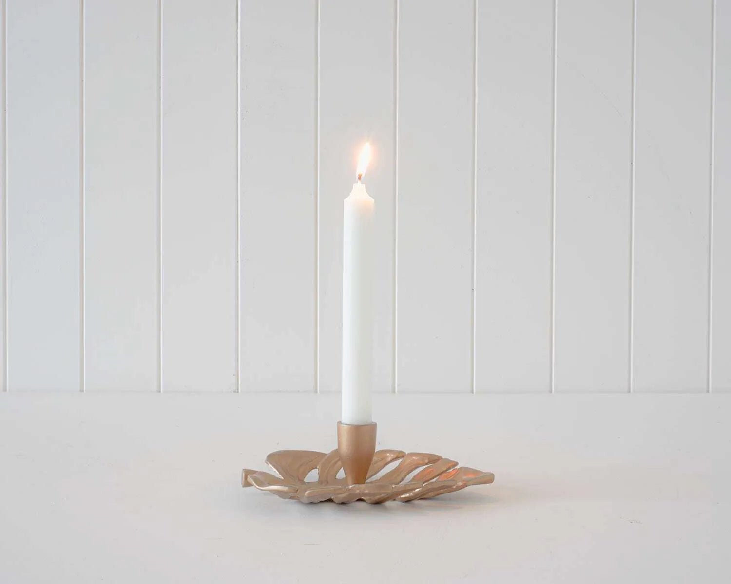 Candlestick Holder | Monstera | Gold - Coastal Country Home Decor