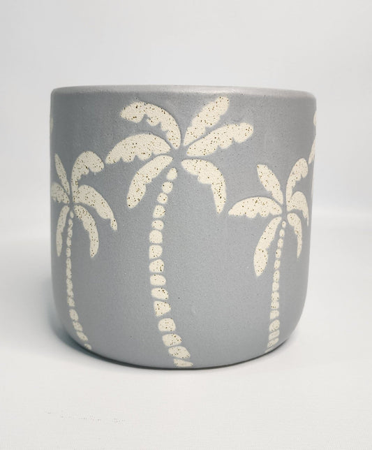 Ceramic Palm Pot - Coastal Country Home Decor