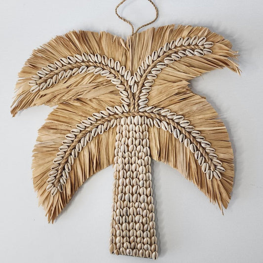 Cowrie Shell & Raffia Palm Tree - Coastal Country Home Decor