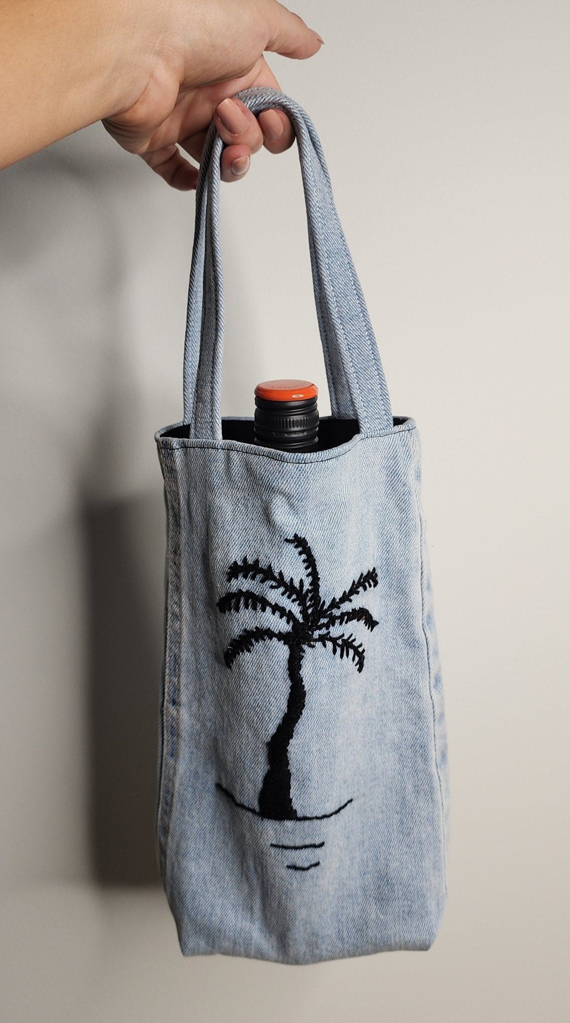 Denim Bottle Tote - Coastal Country Home Decor