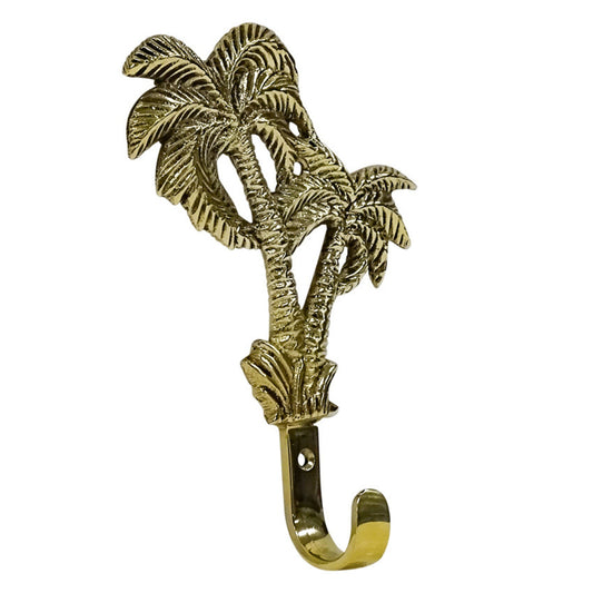 Double Palm Brass Wall Hook - Coastal Country Home Decor