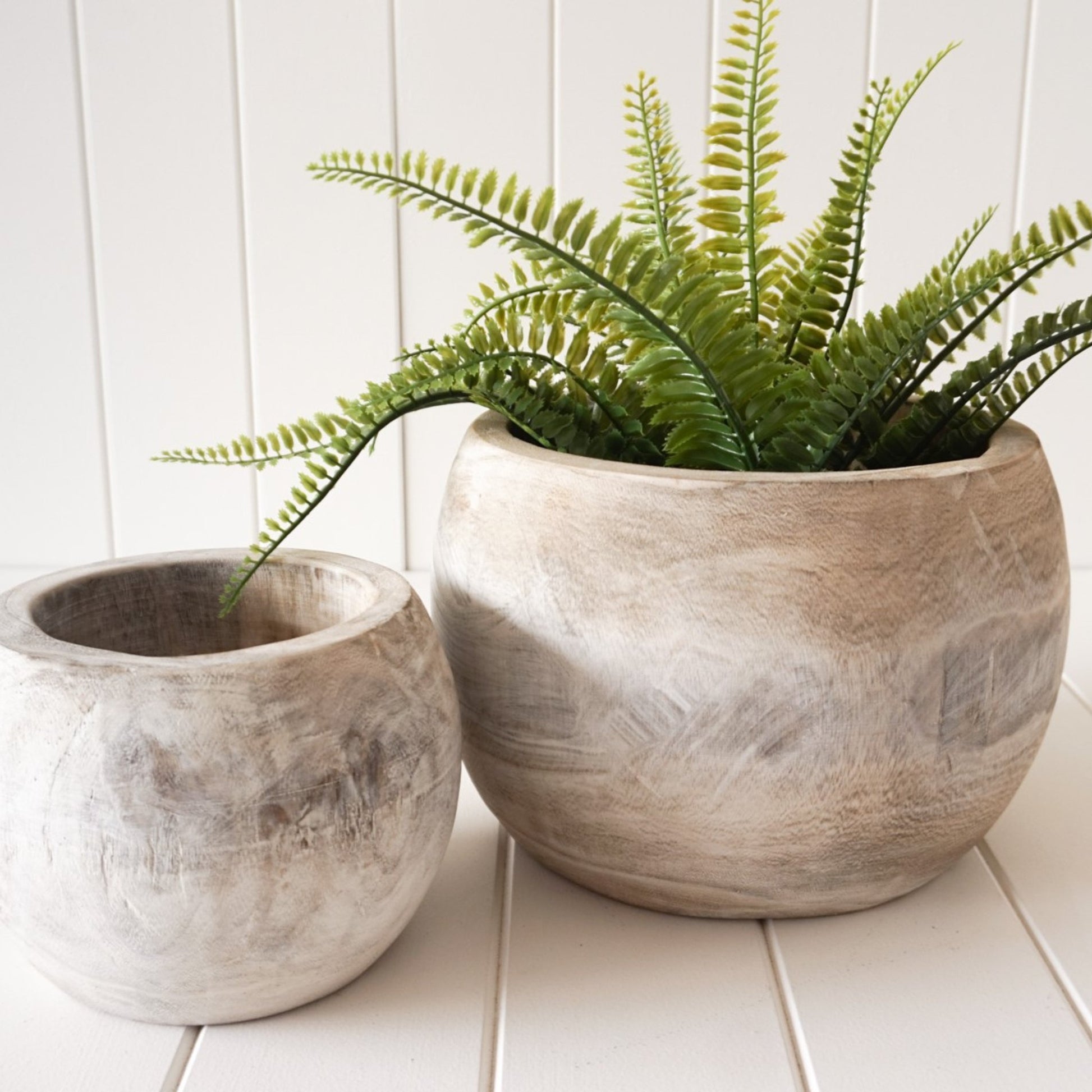 Lea Timber Pot| Set of 2 - Coastal Country Home Decor