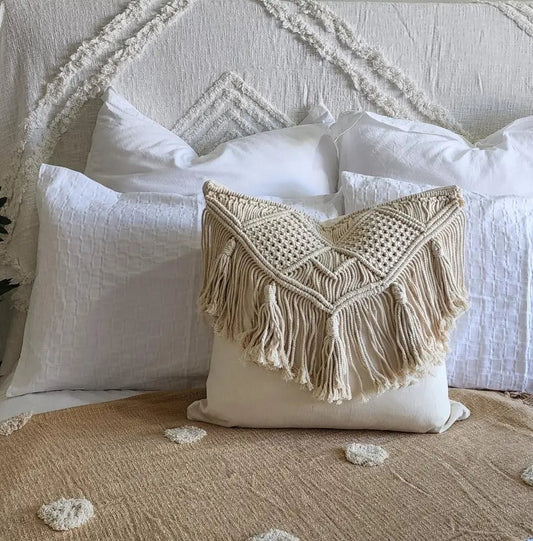 Macramé Cushion Cover | 50cm x 50cm - Coastal Country Home Decor