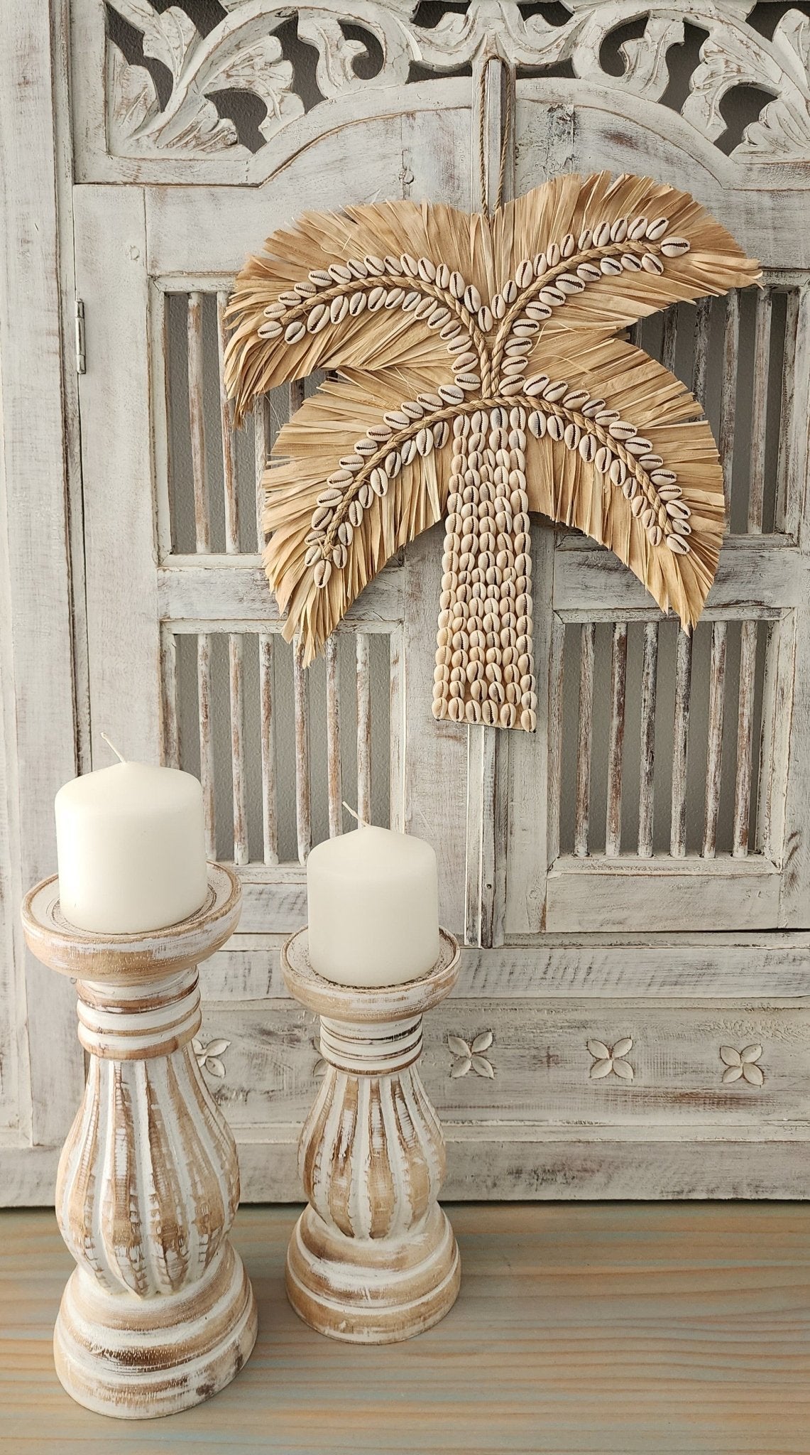 Natural Washed Candle Holders - Coastal Country Home Decor