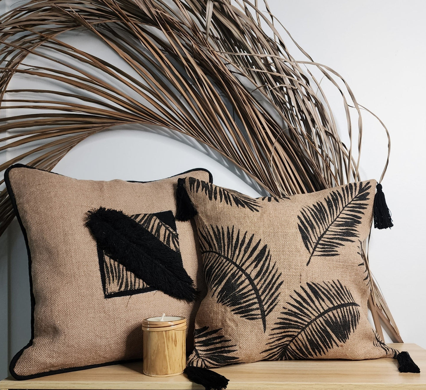 Palm Leaf Cushion Cover - Coastal Country Home Decor