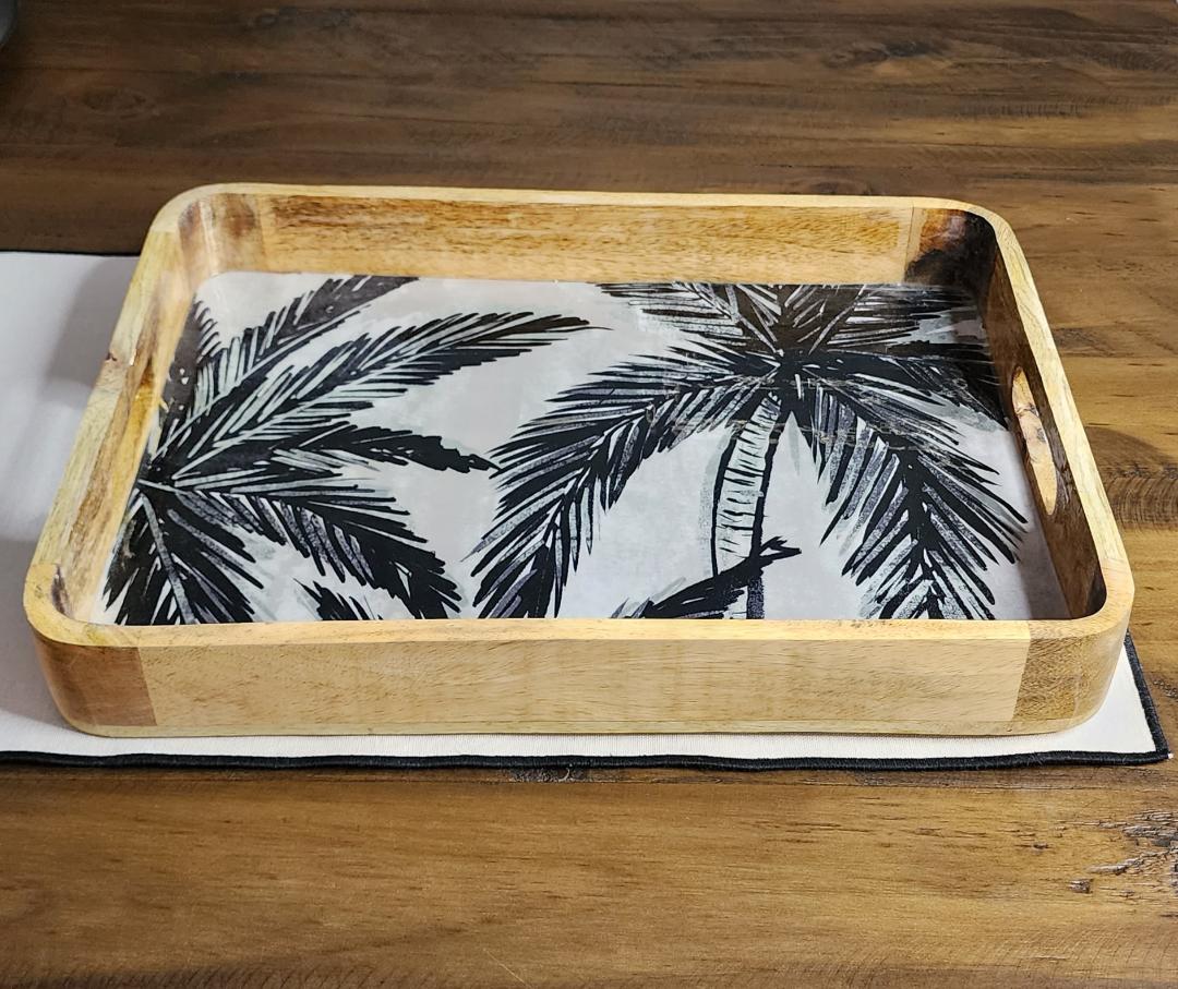 Palm Print Serving Tray - Coastal Country Home Decor