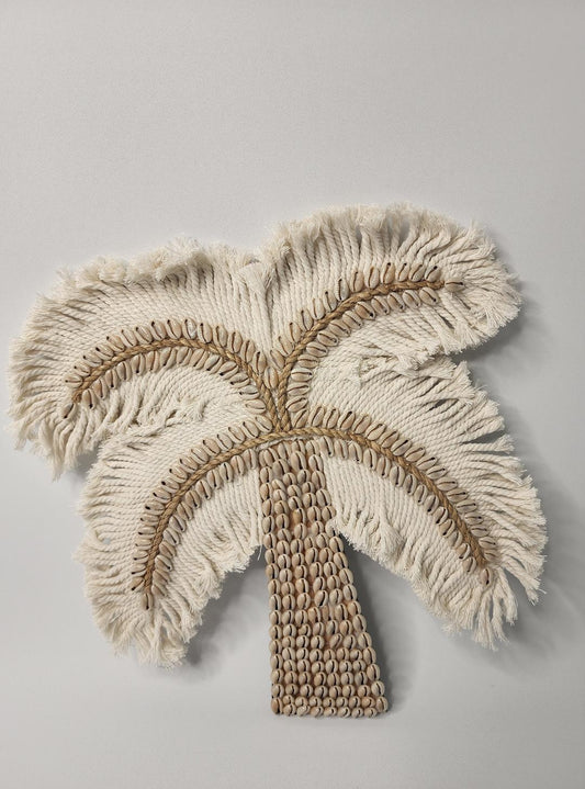 Palm Tree Wall Hanging | Cowrie Shell - Coastal Country Home Decor