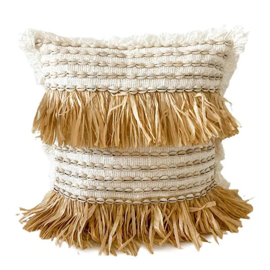 Paradise Cushion Cover | Raffia & Shells - Coastal Country Home Decor