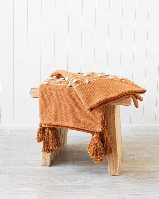 Pulled Tufted Throw | Mocha | 125cm x 150cm - Coastal Country Home Decor